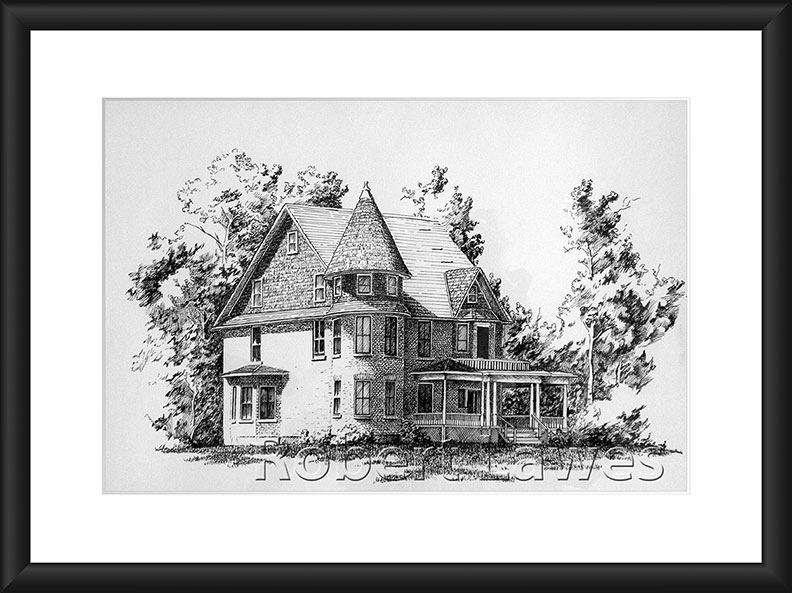 Cronquist House Rendering in Felt Pen