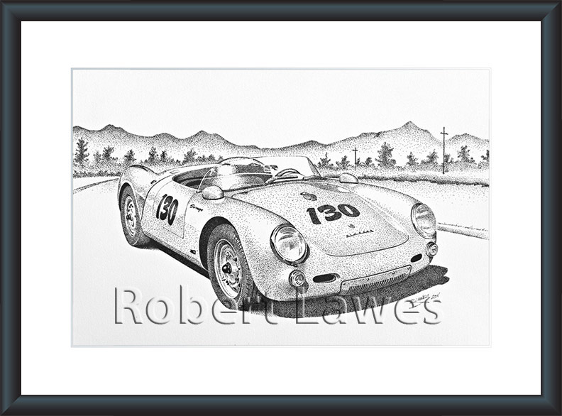 James Dean's 1955 Porche Spyder 550 Drawing